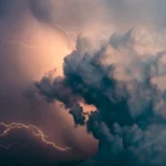 Huge thunderstorm cloud with lightning activity