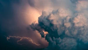 Huge thunderstorm cloud with lightning activity