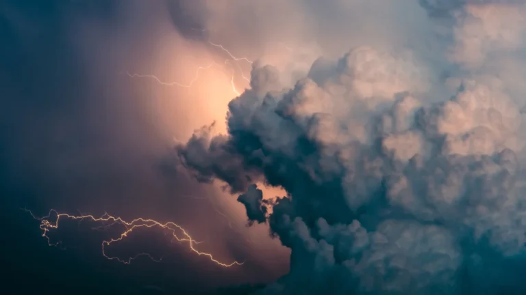 Huge thunderstorm cloud with lightning activity