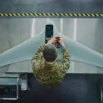Engineer in Military Uniform Assembling Unmanned Aerial Vehicle