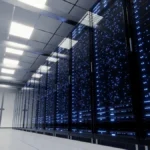 Data processing and storage center. Server room. Supercomputer.