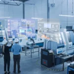 Industry 4.0 Factory: Two Engineers Uses Digital Tablet Computer